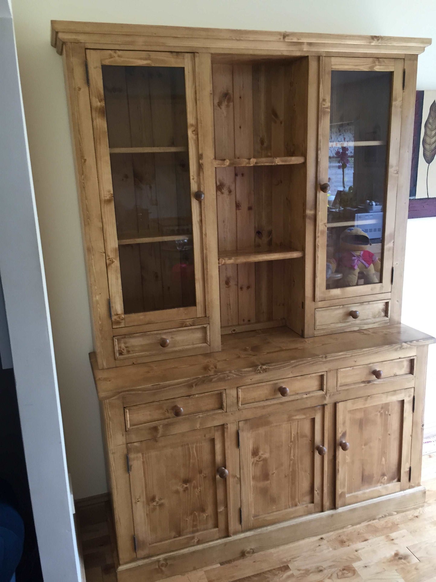 Kitchen Dresser - Glazed doors with drawers on top