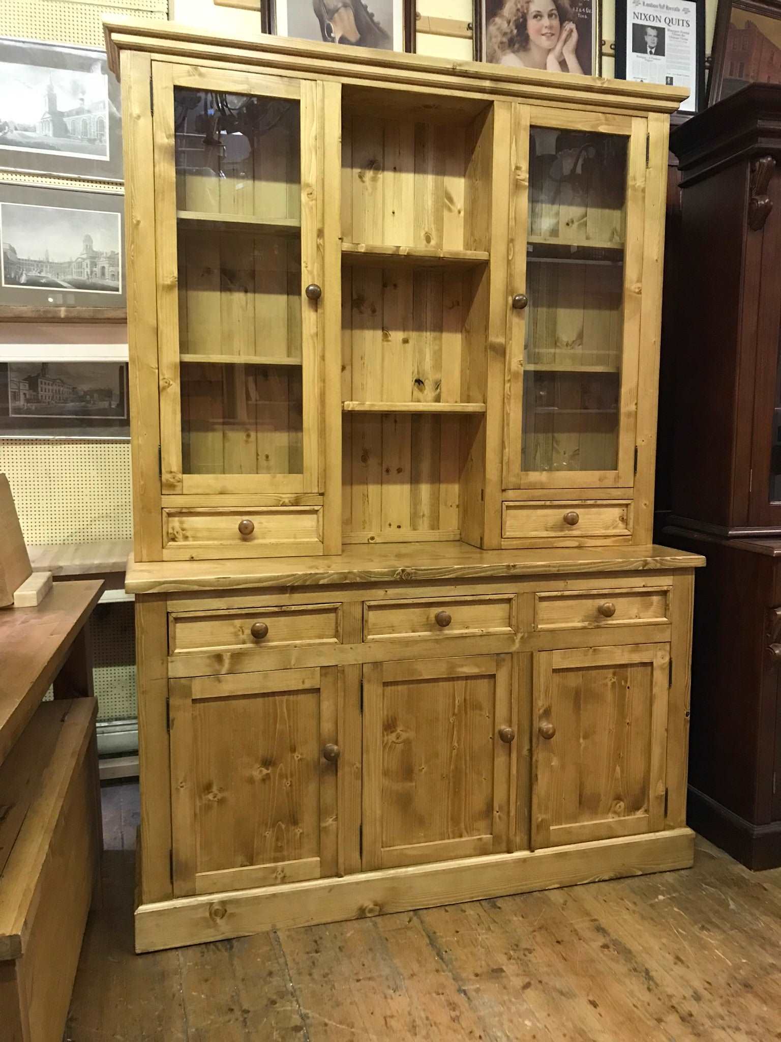 Kitchen Dresser -  Glazed doors with drawers on top